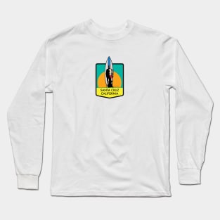 Santa Cruz California Surfer Statue Bill Lidderdale Sticker Sunset lite Green Long Sleeve T-Shirt